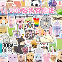 100 pieces of pearl milk tea stickers cartoon graffiti with waterproof decorative suitcase stickers for cute stickers