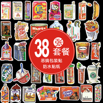 38 Spoof fun food packaging Suitcase Suitcase Sticker Laptop Guitar Skateboard Tide Brand Sticker