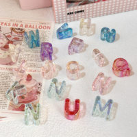 Ice-coated English letter beads diy beading material three-dimensional transparent mobile phone chain key chain bag pendant accessories
