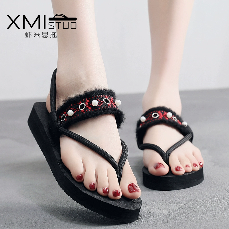 Flip-flops nữ thời trang mùa hè dép mặc bên ngoài gió quốc gia hoang dã ven biển bãi biển trượt dép lật phẳng 