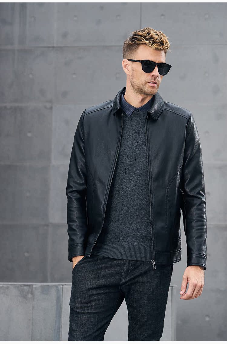 British Jubilee Autumn Men New Leather Lapel Short Business Casual Jacket Jacket Thời trang nam Slim Fit shop áo khoác nam