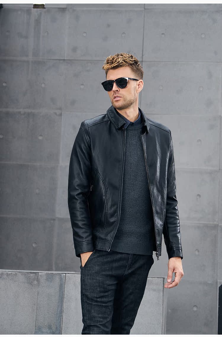 British Jubilee Autumn Men New Leather Lapel Short Business Casual Jacket Jacket Thời trang nam Slim Fit shop áo khoác nam