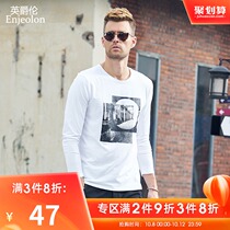 British Jue Lun autumn mens new long sleeve T-shirt casual print T-shirt mens European and American round neck clothes base shirt tide