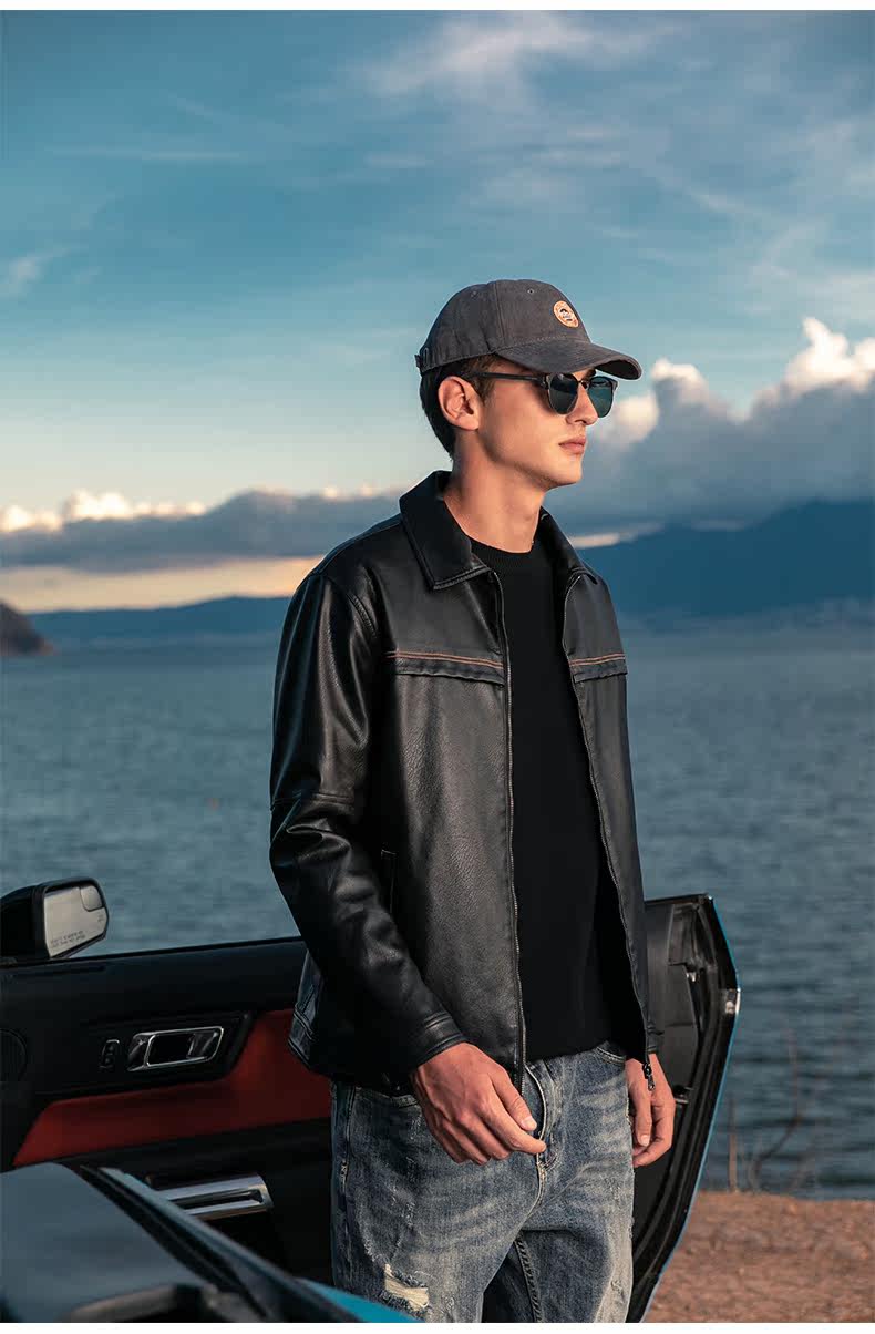  рысь  Yingjuele тенденция красивый черный ход воротник кожаная одежда школьник локомотив Кожа куртка пальто молодежь весна куртка        