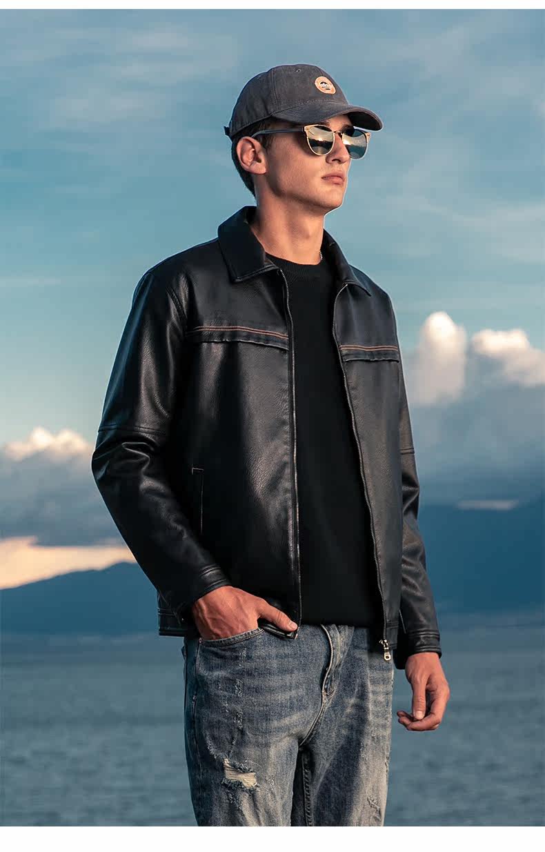  рысь  Yingjuele тенденция красивый черный ход воротник кожаная одежда школьник локомотив Кожа куртка пальто молодежь весна куртка        