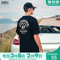 British 240g heavy cotton Loose mens short sleeve t-shirt trend street 3D foam vintage print t