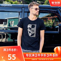Modal mens short sleeve T-shirt trendy round neck European and American style print Tide brand personality shirt summer top