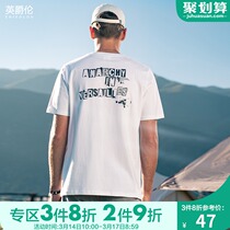 British Juelun Heavy cotton short-sleeved T-shirt mens 2022 summer new fashion brand print casual crew neck T-shirt