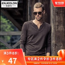 British Jue Lun autumn men long sleeve T-shirt V-neck top slim fit inside base shirt mens spring and autumn figure trend