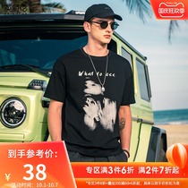 British Jue Lun creative figure pattern print short sleeve T-shirt men 2021 New Youth loose Half sleeve shirt