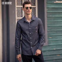 Yinglun autumn mens long sleeve shirt business casual mens youth Korean version of the trend slim shirt thin