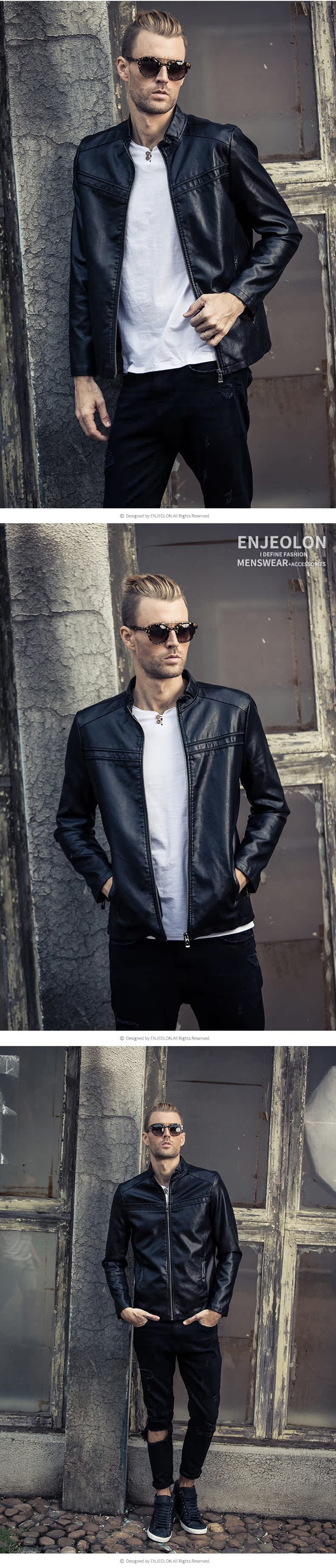British Jubilee Spring Men Thời trang Áo khoác da Slim Fit Slim Fit Áo khoác PU Đầu máy Tuổi trẻ áo khoác hoodie nam