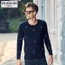 Anh Jubilee Áo thun nam cổ tròn Hàn Quốc Slim nam thêu mùa thu áo len vest nam Kéo qua
