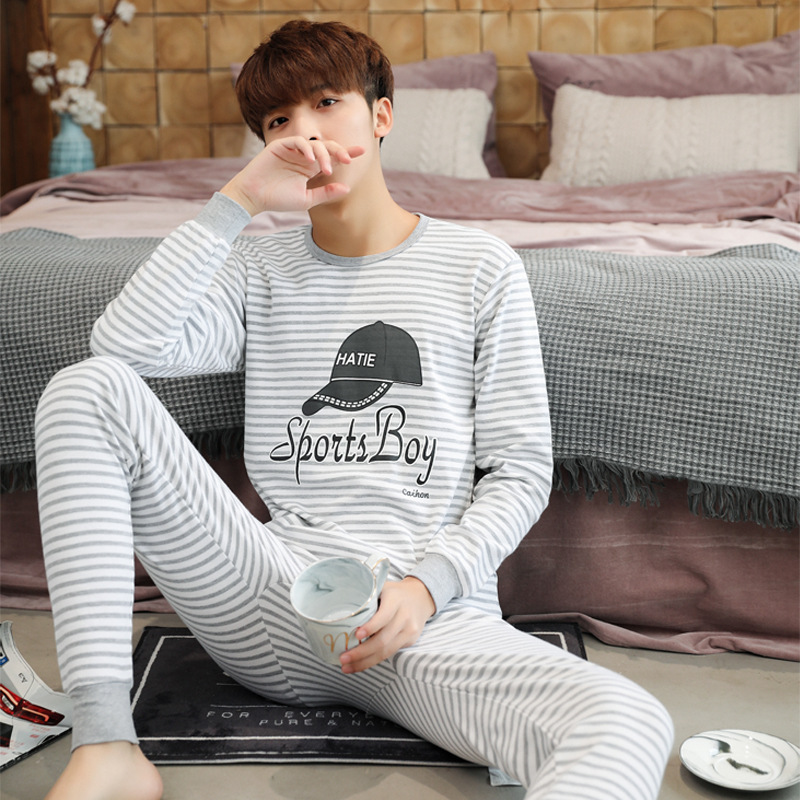 Big children's underwear suit cotton boys and young boys autumn clothes sanitary pants round collar collar long sanitary clothes cotton sweater pants