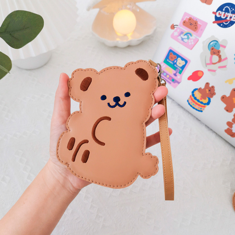 milkjoy bear card holder cute bear with rope bus card set girl student meal card bag