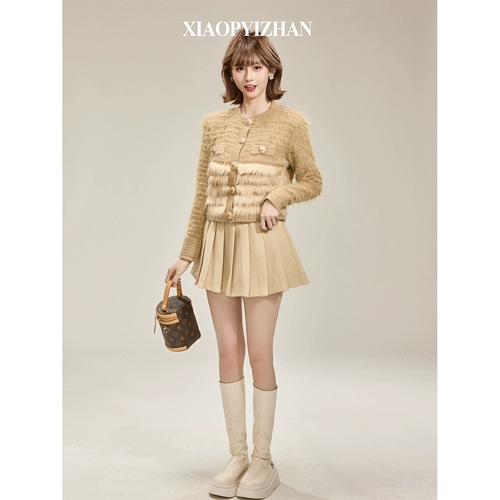 Трикотажный свитер, демисезонная куртка, шерстяной кардиган с круглым воротником, французский стиль, изысканный стиль