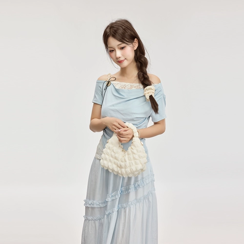 Светлая милая длинная юбка, А-силуэт, высокая талия, средней длины