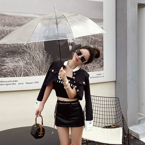 Черная цветная демисезонная юбка, сексуальные штаны, мини-юбка, с акцентом на бедрах, А-силуэт