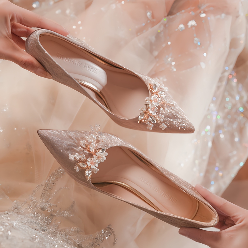 Crystal Shoes, Wedding Shoes for Women, 2026 New Style, Champagne Gold, Xiuhe Wedding Dress, Two-Wear, Comfortable for Feet, Bride Shoes, Dress Shoes