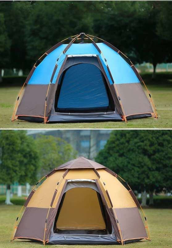 Lều ngoài trời 3-4 người tự động chống mưa bão 2 đôi cắm trại chống mưa dày - Lều / mái hiên / phụ kiện lều