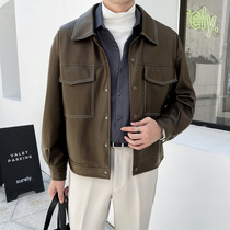Leather Coat Mens 2021 Autumn Winter Temperament Locomotive Clothing Easy senior sense Korean version Trend Ins leather jacket