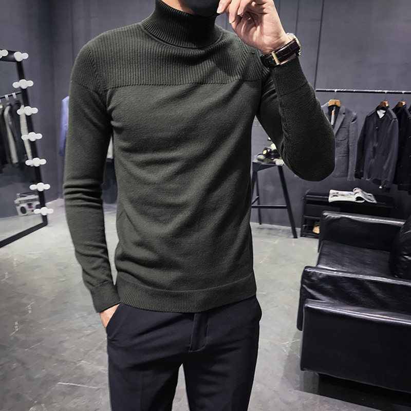 Turtleneck sweater men's 2020 autumn and winter new thin line sweater slim Korean version of the trend of all-in-one base sweater