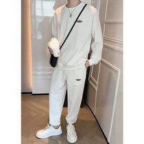 Autumn Clothing Suit Mens Round Neckline Sweatshirt Sports Casual Tide Jacket Loose Academy Wind Handsome two sets of Chaobou