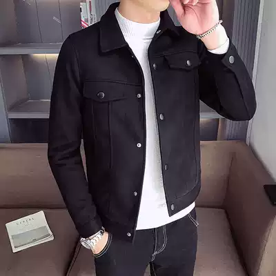 Men's deerskin velvet jacket 2020 spring and autumn Korean slim short top trend handsome all-match casual jacket