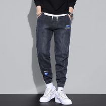 Tide Card Mens Jeans Loose Straight Drum Kharen Pants 2021 Spring Autumn Style Bungling Pants Elastic Casual Long Pants