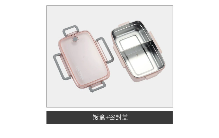 Nhật Bản vuông kín ngăn nhân viên văn phòng 304 thép không gỉ hộp cơm trưa sushi hộp cơm hộp lò vi sóng hấp cơm - Hộp cơm điện sưởi ấm
