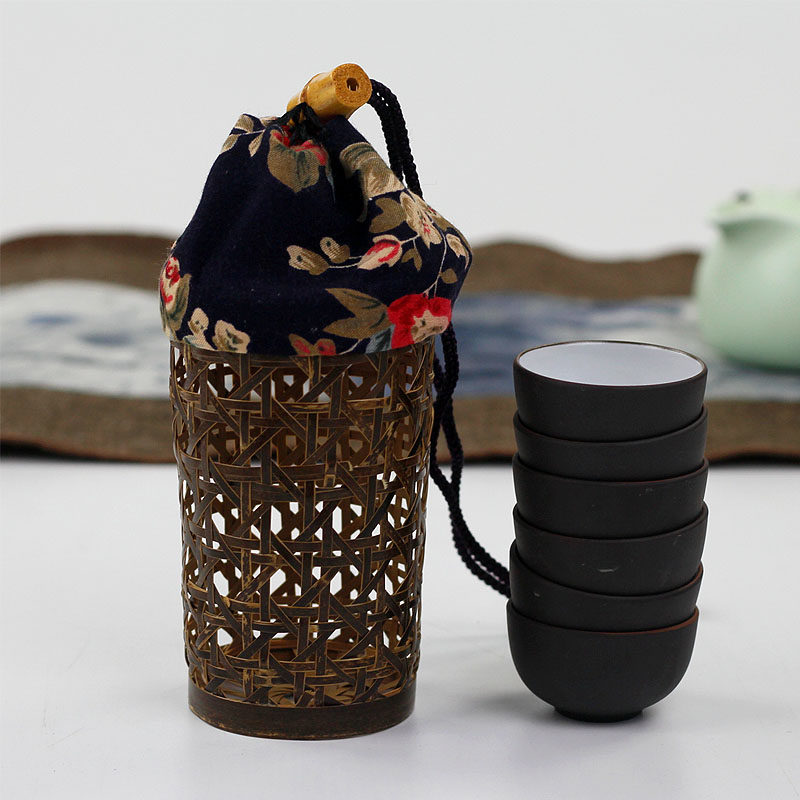 Bamboo Woven Purple Bamboo Cup Cage Cup cup Basket Casket Tea Box Portable Tea Cup Candy Packing Cup Rack Tea Tract spare parts