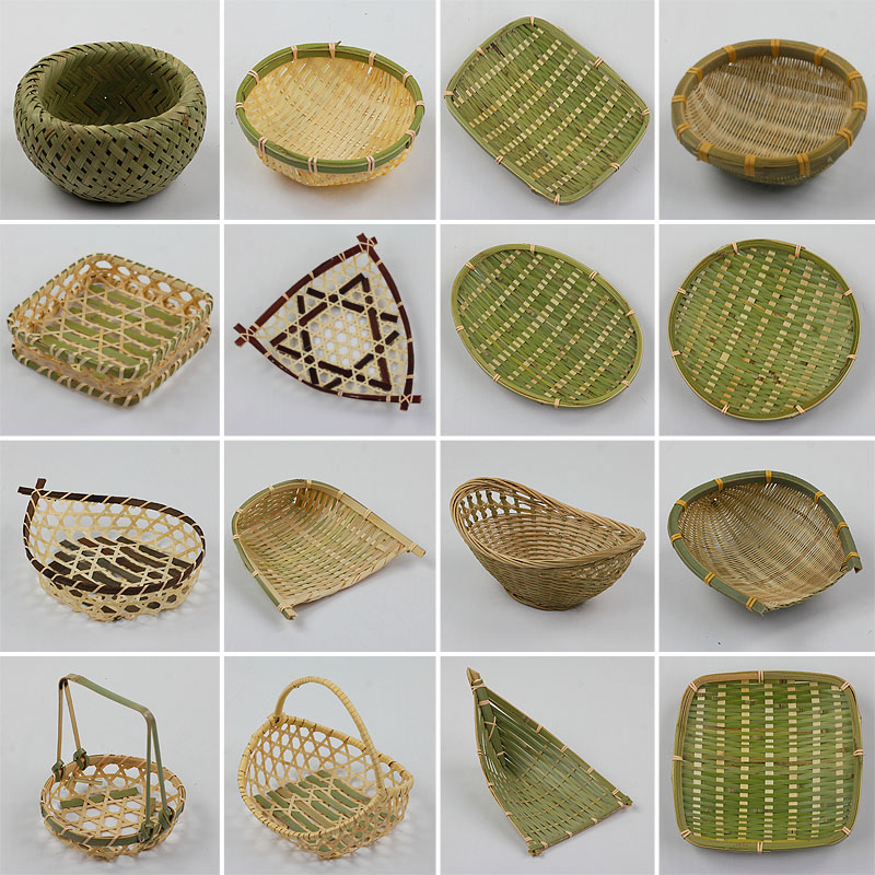 Snack Pan Bamboo Flat Full Green Dustpan Snack Tray Hotel Tea House Special Bamboo Basket Fruit Basin Multi-Meat Plant Flower Pot Tray