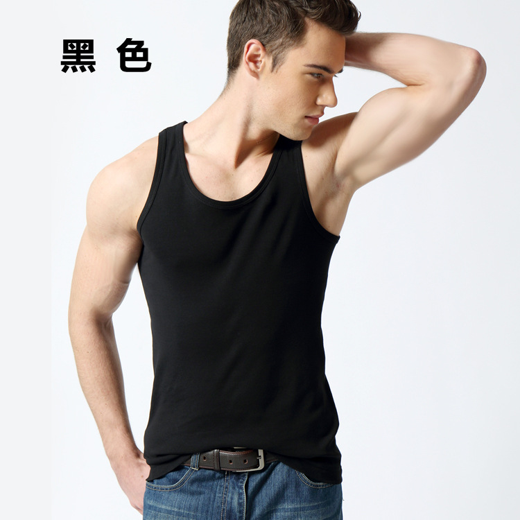 Nhà máy trực tiếp nam cotton vest stretch chặt chẽ màu rắn vest cotton mùa hè mỏng thể hình đáy áo