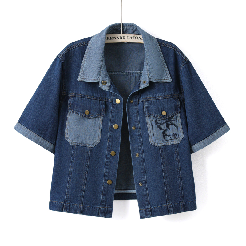 High-End Jacquard Short-Sleeved Denim Jacket for Women, Spring and Summer Thin, Loose, Casual, Versatile Short Jacket, Shirt Top High-End Jacquard Short-Sleeved Denim Jacket for Women, Spring and Summer Thin, Loose, Casual, Versatile Short Jacket, Shirt Top