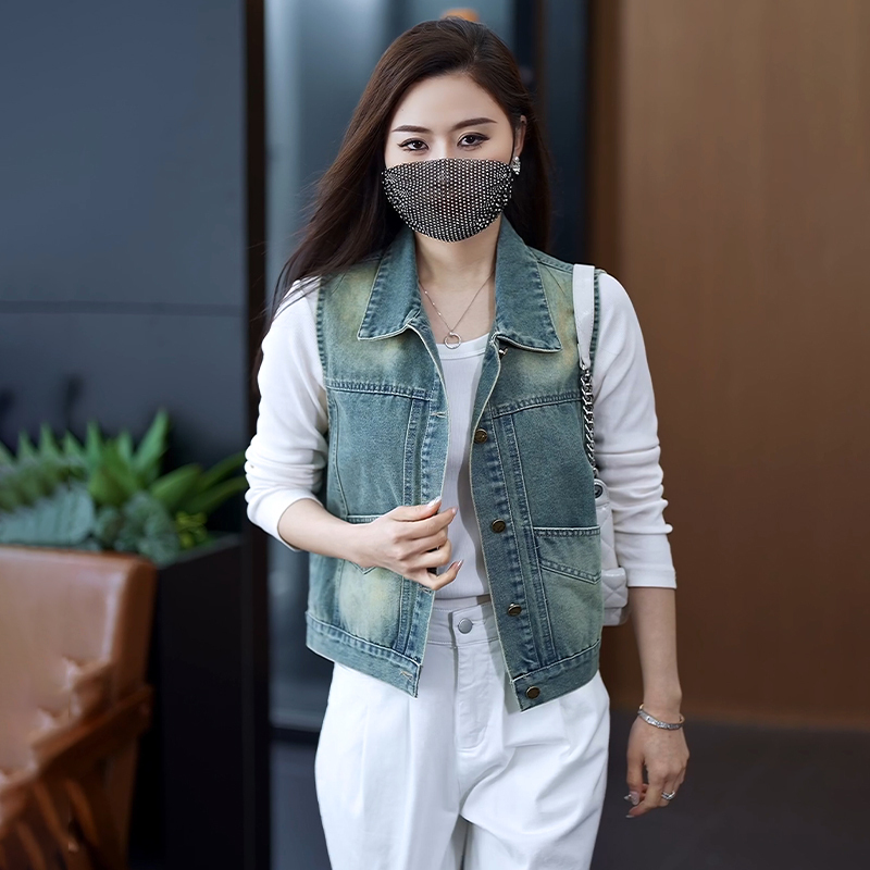 Vintage Trendy Denim Vest for Women 2026 Spring and Autumn Loose Versatile Short Vest Jacket for Petite Figures Vintage Trendy Denim Vest for Women 2026 Spring and Autumn Loose Versatile Short Vest Jacket for Petite Figures