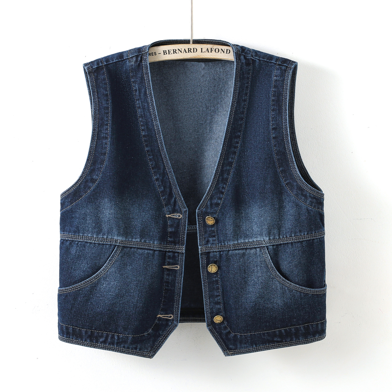 Vintage Deep Blue V-Neck Denim Vest for Women, New Spring/Summer Style, Loose Casual Versatile Sleeveless Top for Petite Figures Vintage Deep Blue V-Neck Denim Vest for Women, New Spring/Summer Style, Loose Casual Versatile Sleeveless Top for Petite Figures