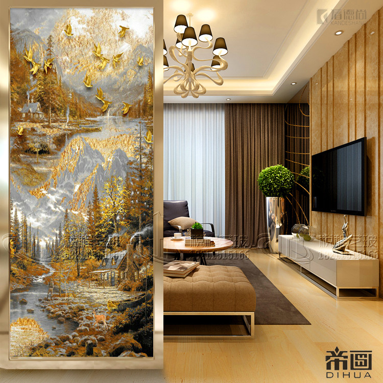 Light luxury living room art glass screen entry partition wall light-transmitting craft porch modern minimalist background wall abstract