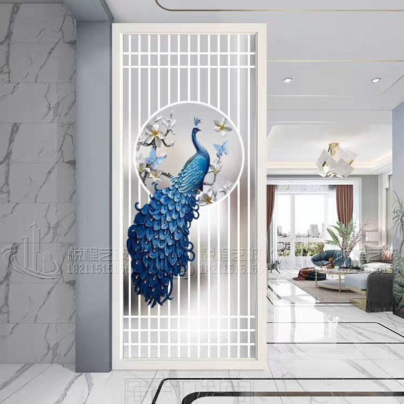 Modern minimalist art glass screen bedroom partition wall decoration double-sided light-transmitting entry porch living room European style