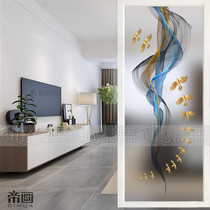 Nordic living room art glass partition screen Frosted steel process entrance background wall decoration modern custom painting