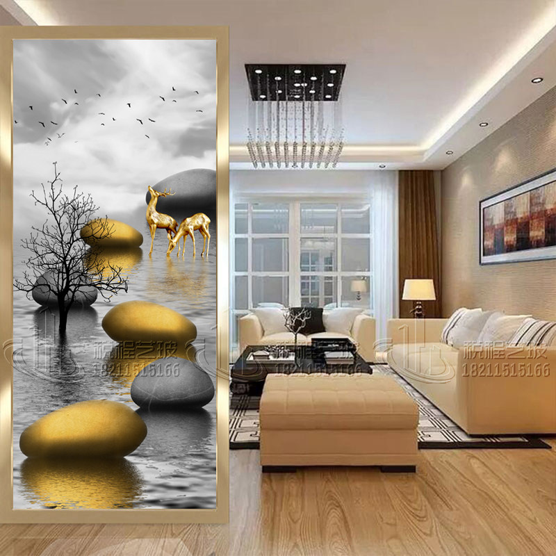 Abstract Modern Light Lavish Decoration Art Glass Xuanguan Partition Light Transmission Fashion Living Room Screen Bifacial Minimalist Process