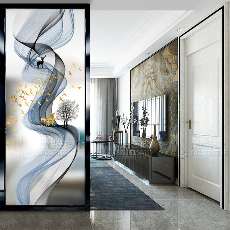 Art Glass Screen Partition Nordic Guest Dining Hall Dry Wet Area Modern Brief Decoration Hyun Guan Double-sided Light Transmission Process