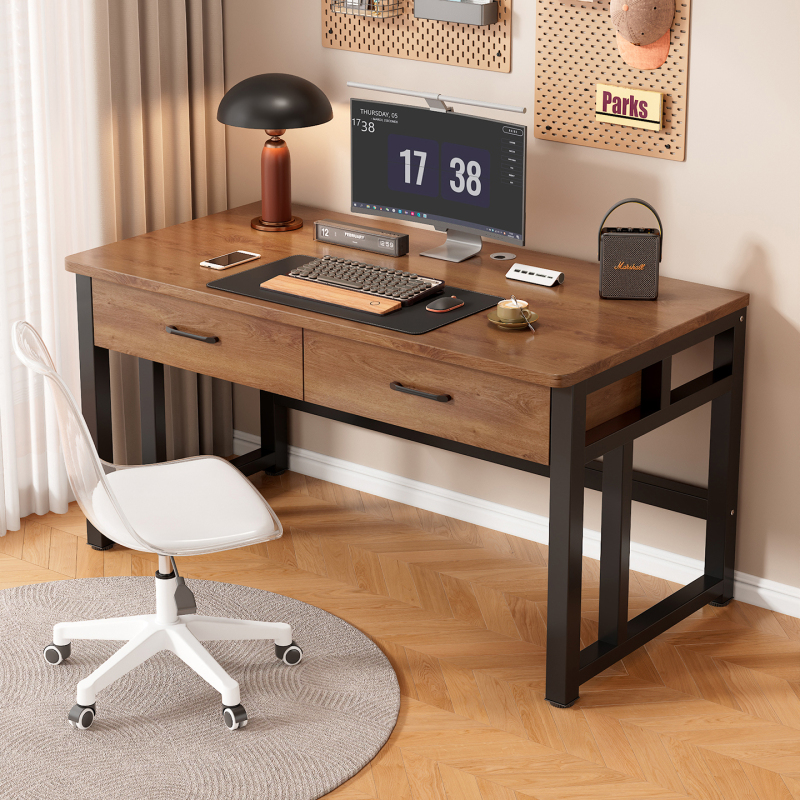 Simple Desktop Computer Desk for Home Use in Bedroom, Small Apartment, with Drawers, Study Writing Desk, Rectangular Office Desk