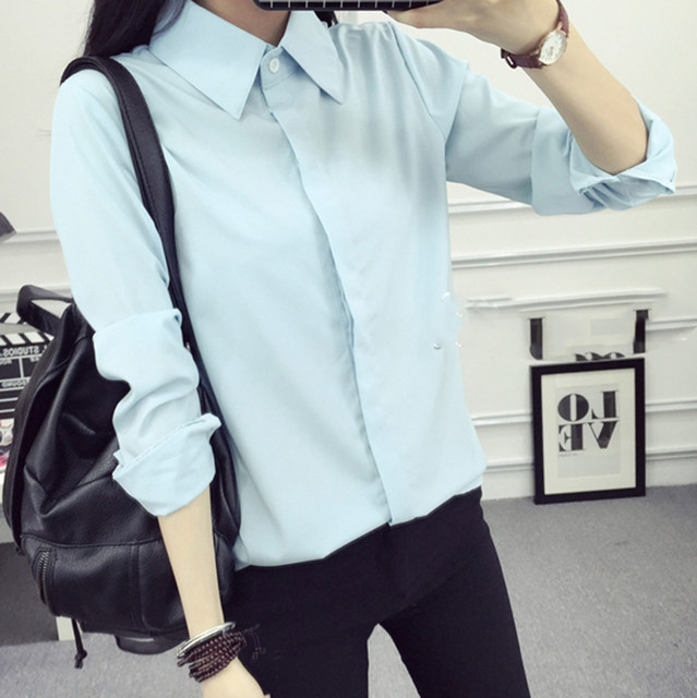 Spring, autumn and winter new plus velvet thick white shirt women's long-sleeved Han Fan loose professional dress student shirt bottoming shirt