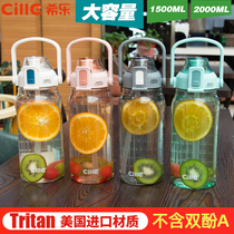 Heallett Tritan Cup Portable Plastic Cup Super Capacity Straw Cup Simple Large Sports Fitness Kettle