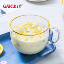 Large capacity Phnom Penh Breakfast cup Cereal Bowl Glass Oats Cup Household Milk Mark Cup Gold Heat Fashion