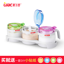 Lilac glass seasoning jar set kitchen supplies seasoning box seasoning bottle jar creative salt sugar chicken essence jar