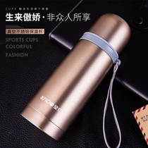 Golden mouth large capacity thermos cup pot men and women vacuum stainless steel straight Cup Tea Cup portable water cup bottle lettering Cup