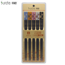 Double gun alloy chopsticks high-grade household antibacterial mildew and high temperature resistant non-slip 5 pairs of chopsticks tableware KZ4511