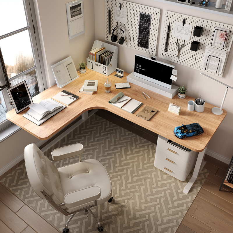 Solid Wood Corner Smart Lift Table Electric Desk Home Study Ll Computer Desk Corner Desk Workbench