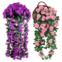 Simulated rose vine Violet wall hanging wall decoration hanging orchid plastic hanging basket fake flower Vine wedding indoor living room